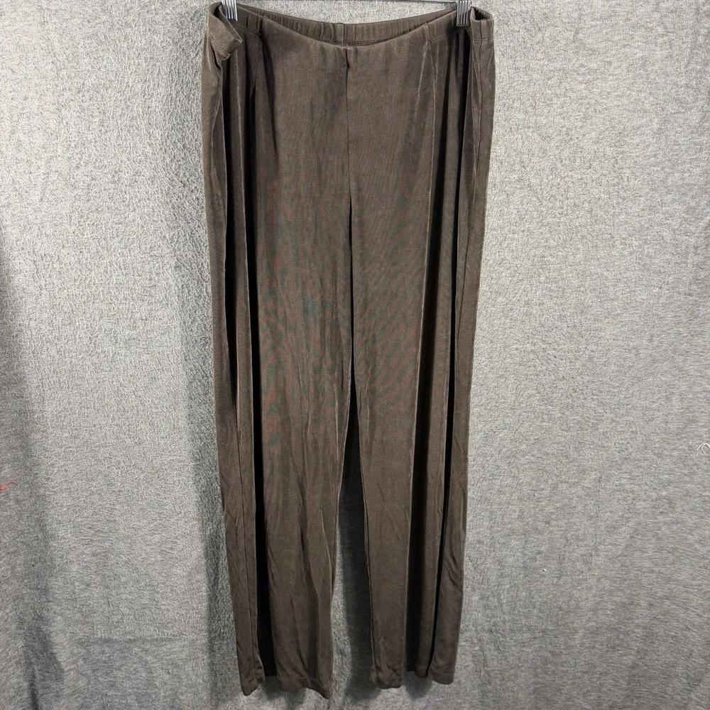 Chico's Travelers Pants SZ 4 or XXL Chocolate Brown Slinky Elastic Waist No Iron